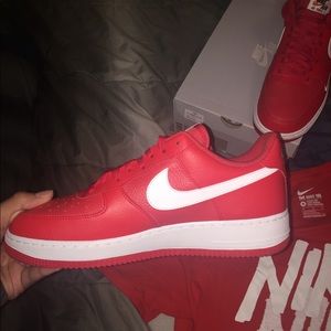 Red Air Force Ones, Size 10.5 in mens